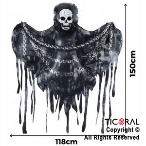 GLOBO METALIZADO HALLOWEEN ESQUELETO FANTASMA 150 CM (GY-10754)